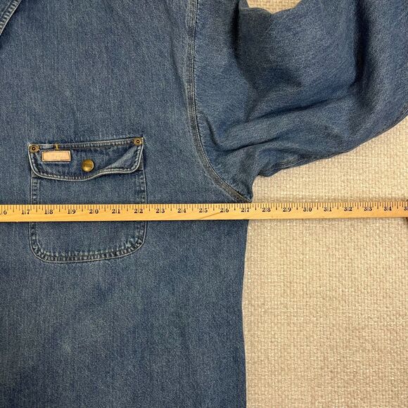 Vintage Carhartt Jacket Men's XL Tall Blue Denim Fleece Lined Shacket S115DST - Picture 7 of 9